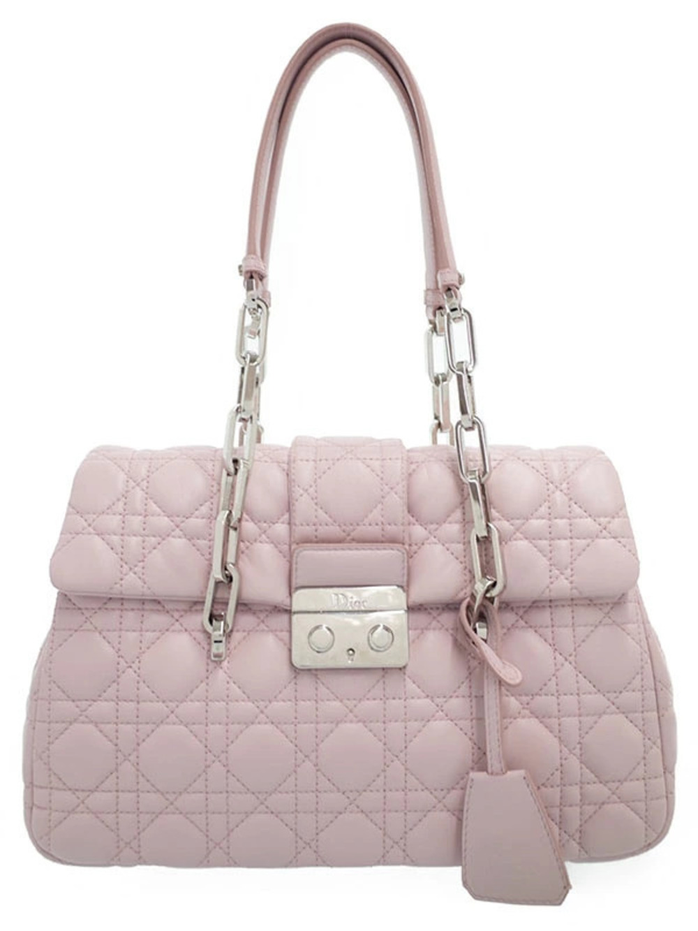 Christian Dior pink lambskin Cannage quilted Miss Dior Lock Flap shoulder bag